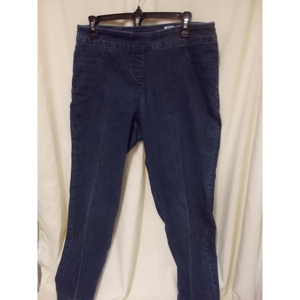 Coldwater Creek Dark Wash Pull On Denim Jeans Petite 12P Indigo Straight Leg